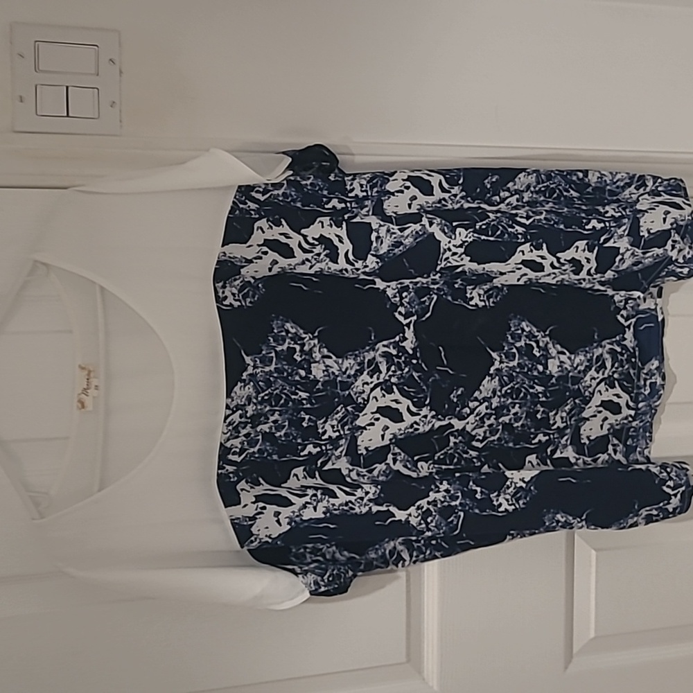 Navy/White Marble Blouse